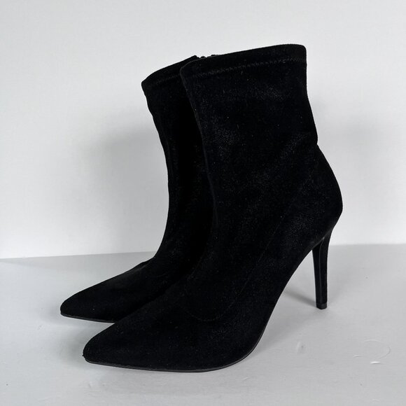 NEW BP Braylee Pointed Toe Bootie 6 Black Stiletto Sock Ankle Boot Heel Glam - Picture 8 of 8